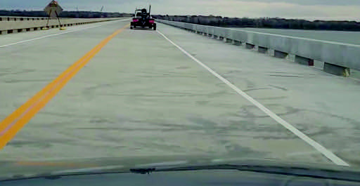 Both lanes of the new Willis Bridge opened up for traffic on February 10. The former bridge is currently being torn down. Construction on the new bridge began in 2019. Shalene White • The Madill Record