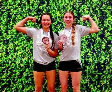 The Kingston JH powerlifting team competed in the state meet in Durant on March 6. Alyssa Langford (left) and Coby Davis (right) both placed fourth. Courtesy Photo