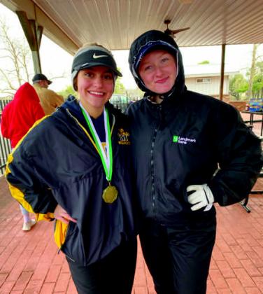 Jennifer Rushing Madill senior Kellanie Lowe (left) carded a score of 108 to finish in the top 10 at the Seminole girls golf tournament on March 20. Dilani Carroll finished with a score of 135 for the Lady Wildcats.