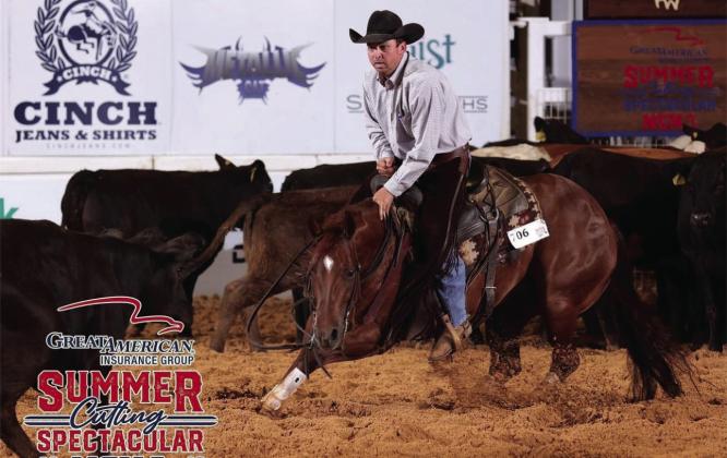 Ty Moore, of Madill, won the Non-Pro Class/Challenge championship at the 2023 National Cutting Horse Association’s Great American Insurance Group Summer Cutting Spectacular. Courtesy photo