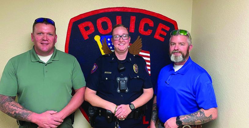 Assistant Chief of Police Shannon Beshirs promoted Officer Anna Gerard to the rank of Sergeant on January 11. Sgt. Gerard will be the Supervisor over the evening shift effective immediately. Pictured: Captain Chris Smith, Sergeant Anna Gerard and Assistant Police Chielf Shannon Beshirs. Courtesy Photo