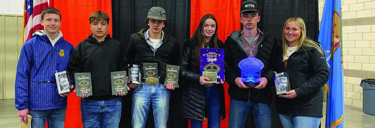 The Madill FFA placed at the Woodward Meet on April 22. Hadley Bell took the High Individual Jr. FFA; and the Champion Jr. FFA Team was Baler Lott, Hadley Bell and Bridger Lott. Courtesy photo