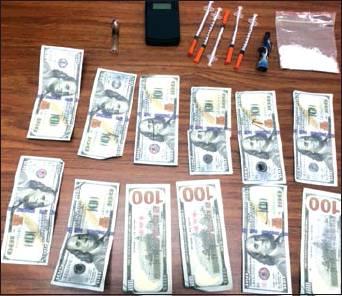 Courtesy photo • Kingston Police Department Kingston Police Department conducted a traffic stop which resulted in the arrest of Jessica King, Hope Harrington, and James Horton for Second Degree Forgery, Possession of CDS (Meth), Possession of Paraphernalia and Trafficking Methamphetamine 20 grams or more. This was everything confiscated from the suspects during the traffic stop/drug bust.