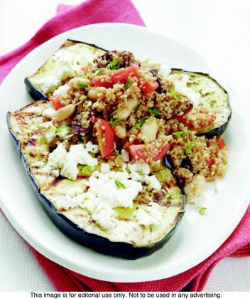 The “Grilled Eggplant with Feta and Greek Couscous” recipe from “Cooking Light Fresh Food Superfast” (Oxmoor House) by the Cooking Light Editors appeals to vegetarians, vegetable lovers and anyone who wants something a little lighter from the grill. Courtesy photo