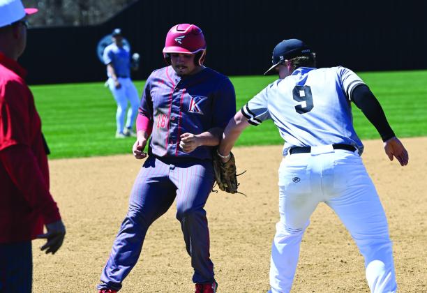 Brady Green gets tagged out while trying to make it to the base. Courtesy photo