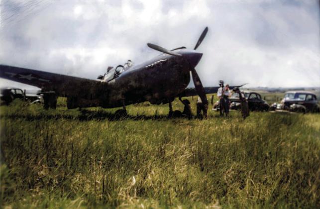 The P-40 when it landed in the pasture about a mile and a half south of Kingston. Courtesy photo