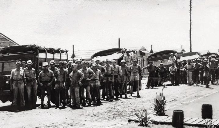 The Powell POW prisoners getting ready for a days work. Courtesy photo