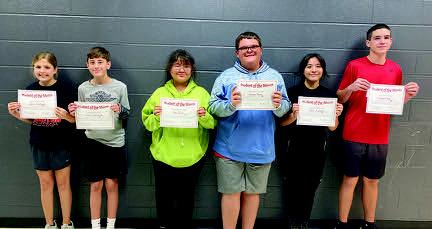 Kingston Middle School January Students of the Month are pictured left to right: Jade Corntassel, Luke Goldsmith, Amy Carney, Chayce Young, Jayda Figlietti and Benjamon Reid. Courtesy Photo