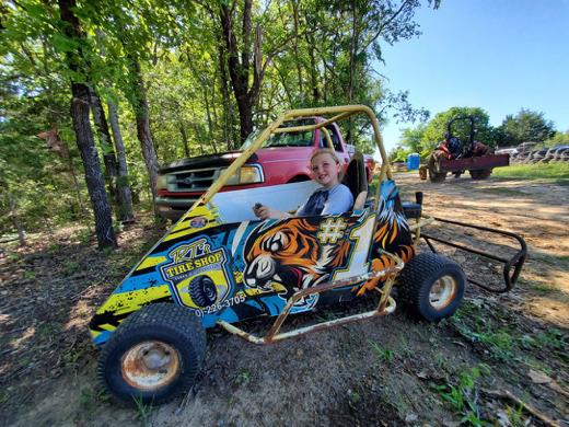 The Stuckey family hosts lawn mower races. Courtesy photo