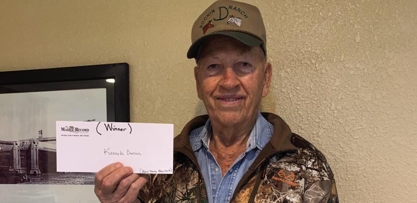 Kenneth Duncan won the 2022 Bowl Game Blowout and Final Four Finale contest that ran in the Madill Record newspaper.Kennethwonthe winner takes all cash prize of $100. Leslie Mowles • The Madill Record