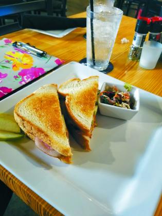 The Pig and Apple — pit smoked ham and crisp apples on grilled sourdough with white cheddar.