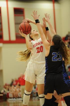 Senior Tyla Bohannan goes up for a shot during the Kingston-Broken Bow game Dec. 19. Bohannan finised with 14 points.