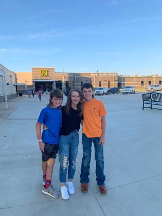 Baler Lott, 7th grade, Kaytleigh Davis, 8th grade, Bridger Lott, 8th grade.