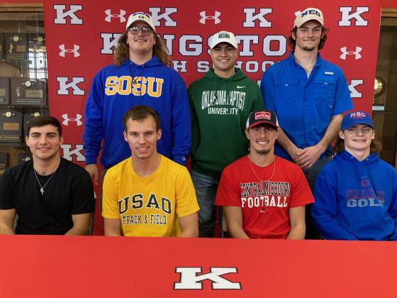 Seated left to right : A.J. McKinney, Gary Jackson, Jesse Rose, Connor Short.  Standing left to right: Jakey Williams, Bryant Watts, Mathew Hawkins Photo by Crockett Uber