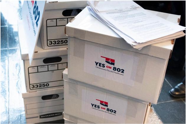 More than 300,000 signatures submitted to the Secretary of State's office in support of medicaid expansion were the fuel for Oklahoma voter's approval of a state question expanding health coverage to an estimated 200,000 Oklahomans. (Whitney Bryen/Oklahoma Watch)