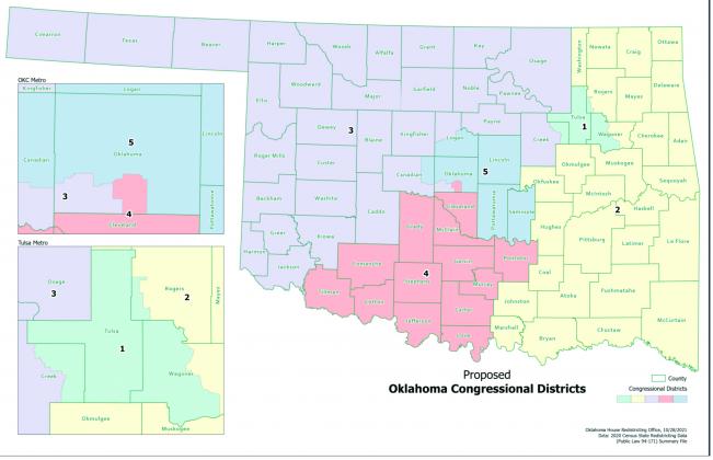 Lawmakers unveiled their congressional redistricting proposal last week. The Legislature will enter a special session on Nov. 15 to vote on the plan. (Courtesy/Oklahoma Legislature )