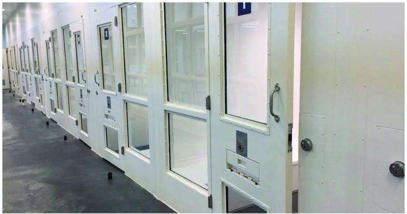 A row of cells are seen in the Tulsa County Jail's mental health pod. The pod holds inmates who are unable to live in the general population area of the jail due to a mental illness. Tulsa County is the only jail in the state with a mental health facility. (Photo Courtesy of the Tulsa County Jail)