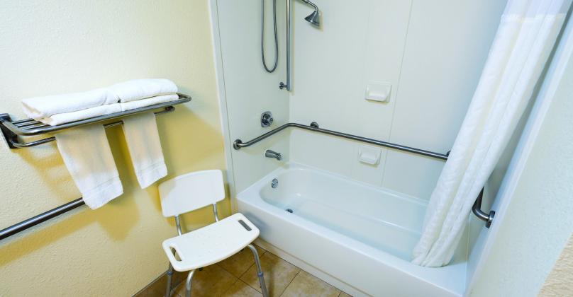 Adding a shower bench and grab bars in the bathroom makes bathing easier as people age. (Courtesy photo)