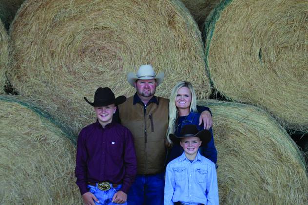 Thanks to a USDA grant, the Rolland Ranch owned and operated by Chickasaw Citizen Brynlee Rolland, will now supply all of the ground and roast beef products used in the Chickasaw Nation’s food distribution programs. From left: Cole Rolland, Chad Rolland, Brynlee Rolland and Case Rolland. (Courtesy photo)