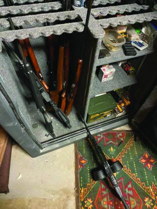 Deputies seized 17 firearms and over 7,000 rounds of ammo. One firearm was reported stolen from Kansas. (Courtesy photo)