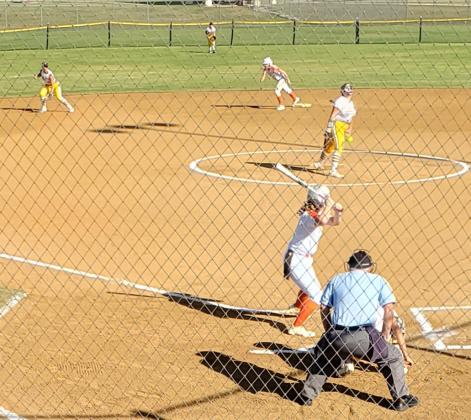 Maryn Mancini pitches to a Valliant Bulldog during the Durant softball tournament on September 15. (Courtesy photo)