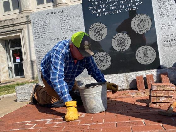 The American Legion added 15 new bricks to the Veteran's Walk on March 31. (Summer Bryant)