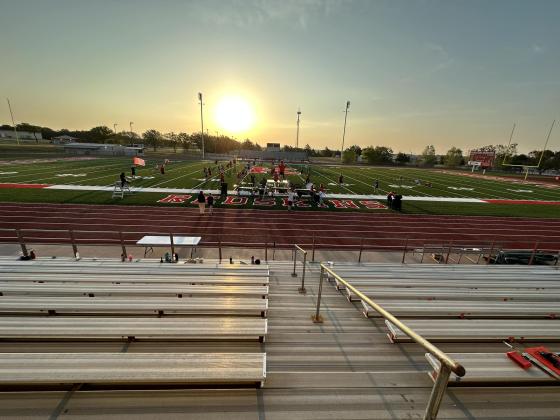 The Pride of Texomaland practices for the Marshall County Super Bowl. (Courtesy photo)