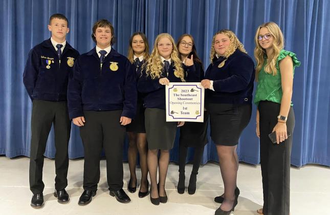 The Madill FFA team took 1st place at the Southeast Shootout Opening Ceremonies. (Courtesy photo)