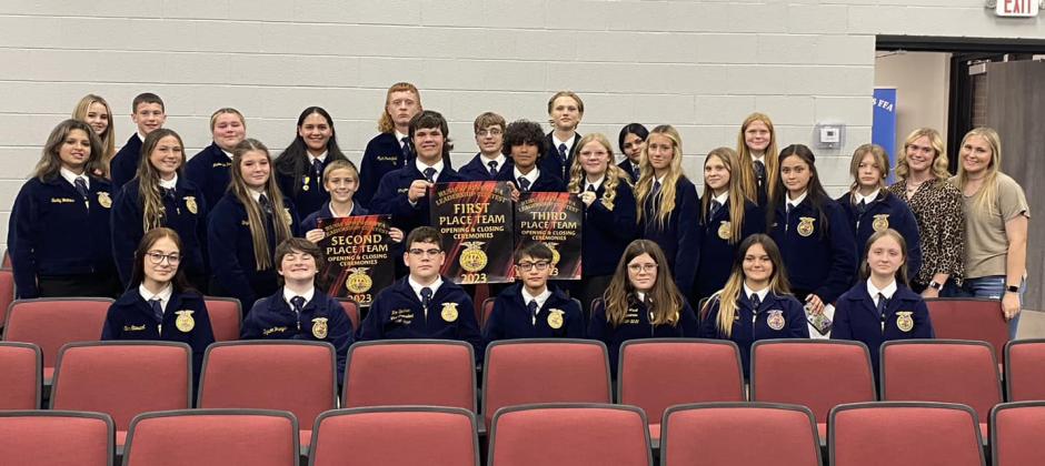 The Madill FFA teams took 1st, 2nd and 3rd place at the Rush Springs Opening and Closing Ceremonies. (Courtesy photo)