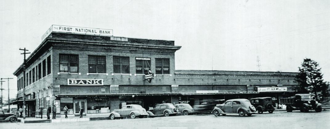 First National Bank after it was moved to its permanent location at US70 and Lillie Blvd. (Courtesy photo)