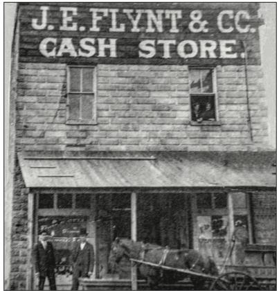 The J.E. Flynt &amp; Co. Cash Store in Kingston. On the front porch is J.E. Flynt and his son Aubie Joseph Flynt. The ladies in the upstairs window are Kingston phone operators. (Courtesy photo)
