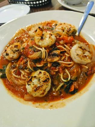 The Tony's Special offers grilled shrimp on top of noodles in a flavorful sauce. (Jedi Chef Stryker)