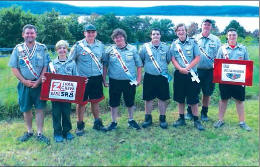 Courtesy Photo • 2019 OA ZBASE Trail Crew Project Local scouts participating in the project were: (L to R) Leader Sean Stevens, Jakobi Johnson, Jacob Wood, Thomas Childress, Dalton Elmer, Scott Stevens, Leader Michael Haggerty and Ryan Haggerty.