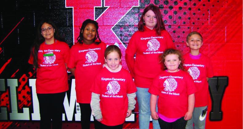 The March Kingston Elementary School Students of the Month are Adalynn Kifer, Pre-K; Bailyn Belcher, Kindergarten (not pictured); Kayzlee Gillespie, 1st grade; Bella Garcia, 2nd grade; Morgan Washington, 3rd grade; Landry Williams, 4th grade and Emma Foster, 5th grade. Courtesy photo