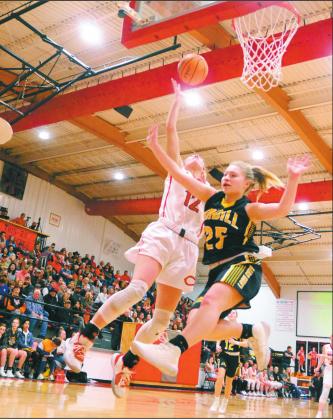 Madill sophomore guard Destiny Adams (25) jumps to catch up with a defender in a recent game against Comanche.