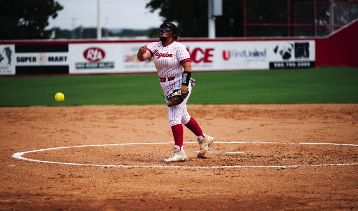 Amber Hallum throws a pitch during the game. Courtesy photos