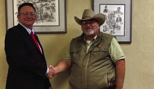 Donald Yow was reelected as the Marshall County Sheriff. He is pictured with Oklahoma Representative Josh Cantrell. Courtesy photo