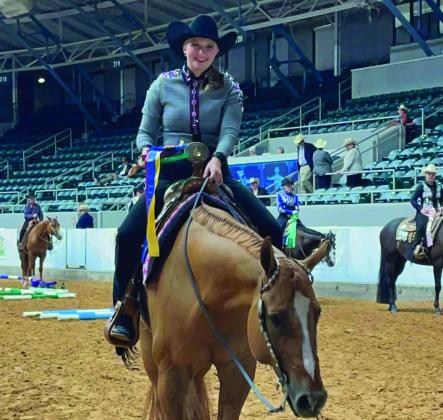 Weaver also won 3rd in the 11-18 Walk Trot English showmanship, 3rd in walk trot 11-18 trail and 6th in Ideal Pinto English with Lucky I’m Colorful (aka Lenny). Courtesy photo
