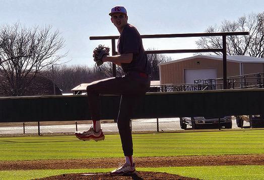 Hayden Seeney throws out the first pitch in the first Madill v. Tishomingo game. Courtesy photo