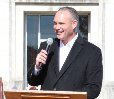 Gubernatorial candidate Charles McCall spoke to Marshall County residents at the Veterans Day ceremony. Summer Bryant
