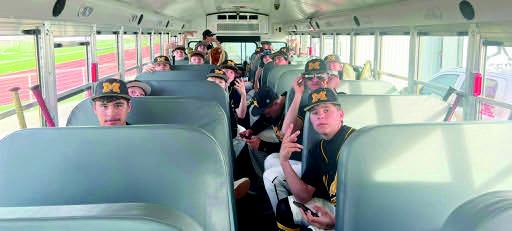 The Madill varsity baseball team heads to an away game. Brenda McHatton