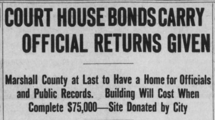 A headline from an article advertising when the courthouse was approved. Courtesy photo