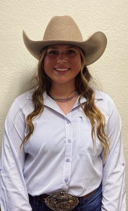 Mylee Coleman is the daughter of Dusten and Cassidy Coleman. Her grandparents are LoriandMichaelForguson,RickeyandStephanie Coleman and Carla Winters. Her siblings are Mayla and Wyatt Coleman. She is from Madill and is an 8 th grader at Madill Middle School. Her hobbies are showing pigs, playing basketball and livestock judging. She wants to be a vet when she grows up.
