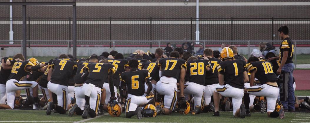 The Madill WIldcats taking a moment before the game. The Wildcats beat the Tigers 27-14 on October 12. Courtesy photo