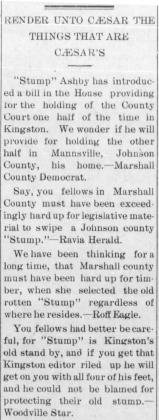An article in the April 17, 1908 Marshall County Democrat. Courtesy photo