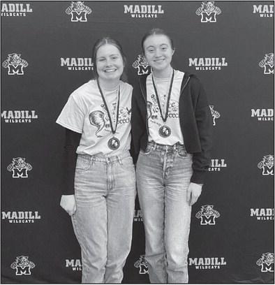 Madill High School Students Jaylee and Mia placed second in the Humorous Duet category at the Madill Speech Tournament on December 3. Courtesy photo
