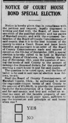 An article about the Bond Special Election in the October 7, 1910 issue of the Kingston Messenger. Courtesy photo