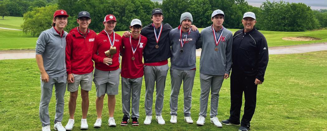 The KHS boys golf team won the Punchout @ the Pointe golf tournament at Chickasaw Pointe. The top 10 medalists were Thomas Hawkins, 2nd; Bowen McAdams, 3rd; Wyatt Reid, tied for 4th; Kase McAdams, 6th; Ben Reid, tied for 7th. Photo courtesy of The Tribe