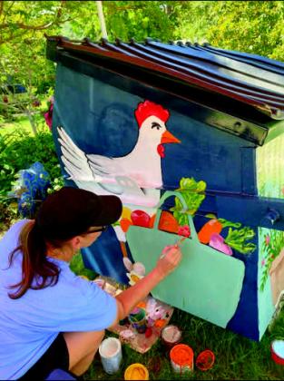 A dumpster getting painted in preparation of the Firefly Festival. Staci Stewart