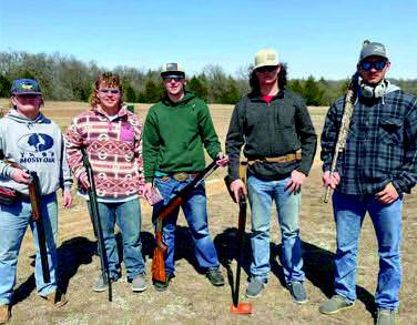 Dakota Sliger placed 2nd highest individual at the Bethel Trap Invational on March 25. The Trap Shooting team is Grant Gill, Jon Erwin, Dakota Sliger, Luke Easley, and Delton O’Steen. Courtesy photo